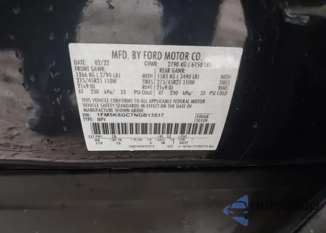 2022 Ford Explorer St from USA, damaged, VIN 1FM5K8GC7NGB13517